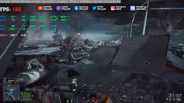 Battlefield 4 4K 120FPS PC Ultra Settings Gameplay *LIVESTREAM* | W-3175X | RTX Titan SLI | ThirtyI смотреть онлайн