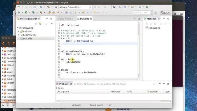 C Makefile Project in Eclipse under Linux смотреть онлайн