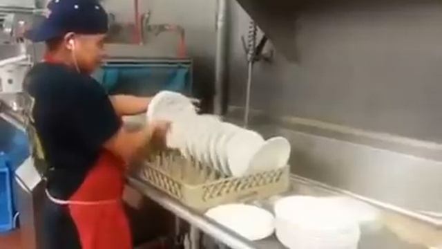 Incredibly Fast Dishwasher Washing Dishes