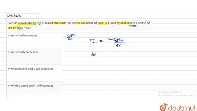 When a satellite going around the earth in a circular orbit of radius `r` and speed `v` loses some смотреть онлайн