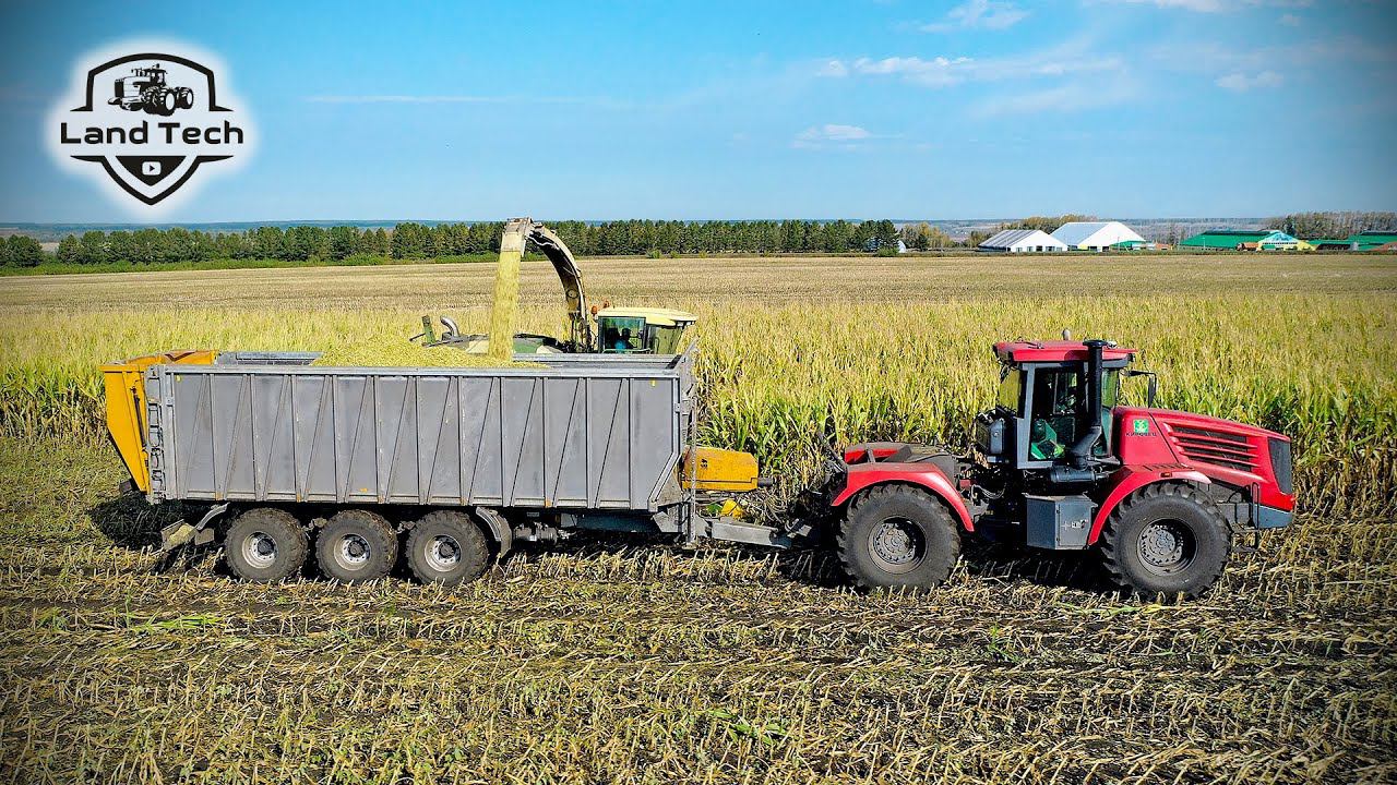 Тракторы Кировец с новыми российскими полуприцепами ЧКЗ-Агро на перевозке силоса! ПТВ-391 - Обзор! смотреть онлайн
