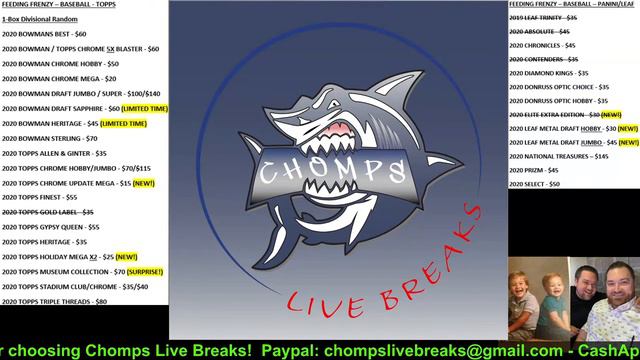 Chomps Tonight 2/3/21 - FB Break / '20 Heritage 1/2 Case eBay show / Feeding Frenzy / Bowman Chrome смотреть онлайн