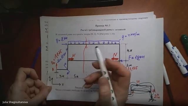 С.М. Задача №1.7 ( М) трёхшарнирная рама с врезным шарниром и завышенной затяжкой смотреть онлайн