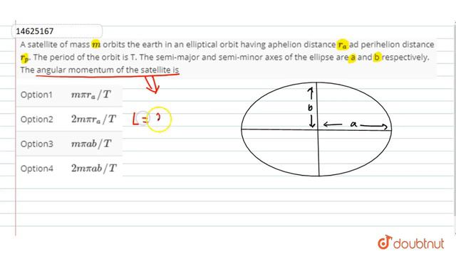 A satellite of mass `m` orbits the earth in an elliptical orbit having aphelion distance `r_(a)` ad смотреть онлайн
