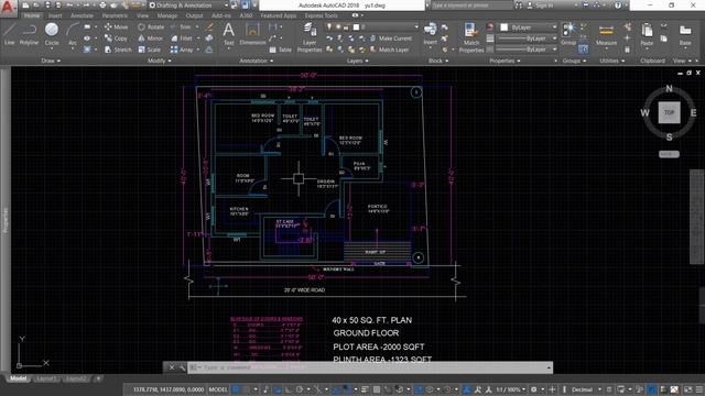 40x50 HOUSE PLAN | AUTOCAD | ACCORDING VASTU | 2000 SQ FT PLAN | 224 GAJ AREA смотреть онлайн