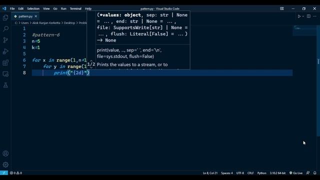 Pattern-6 using python смотреть онлайн