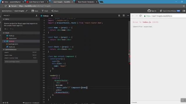 11) Router - part 1 - Learn React js in Tamil смотреть онлайн