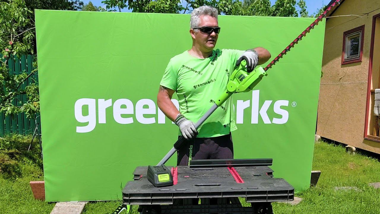 Кусторез штанговый телескопический аккумуляторный Greenworks G24PH51, 24V (артикул 2300707) смотреть онлайн