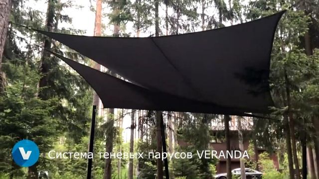Стильный проект навеса для зоны отдыха загородом VERANDA Теневые паруса смотреть онлайн