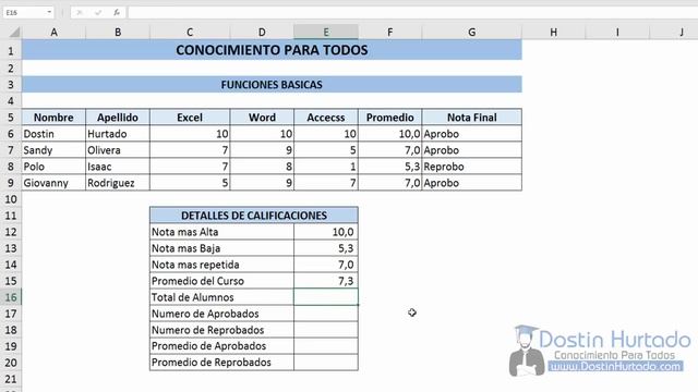 Curso Excel - Capitulo 6, Funciones Básicas (Audio Mejorado) смотреть онлайн