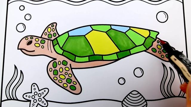 How to Draw a Sea Turtle for Kids ???Sea Turtle Drawing for Kids | Sea Turtle Coloring Pages смотреть онлайн