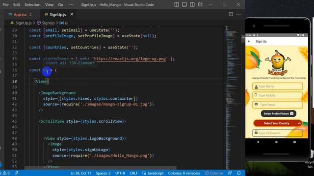 React-Native Chat Application ( Hello-Mango ) | Sign Up Page | #kusal_gunawardana смотреть онлайн