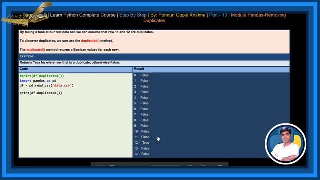 Learn Pandas Complete Course |Step By Step| Removing Duplicates |Ponnuri Gopie Krishna |Part-13 смотреть онлайн