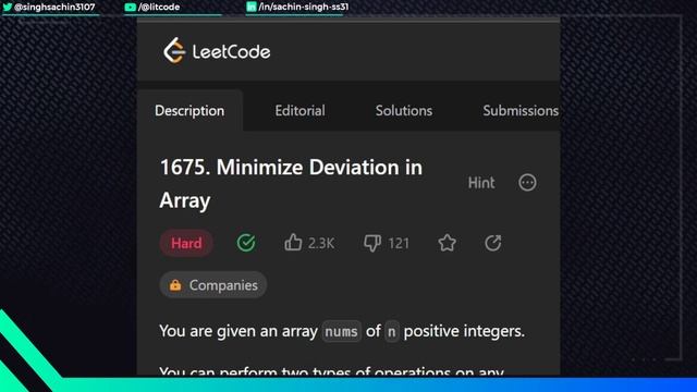 Minimize Deviation in Array - Leetcode 1675 - Python смотреть онлайн