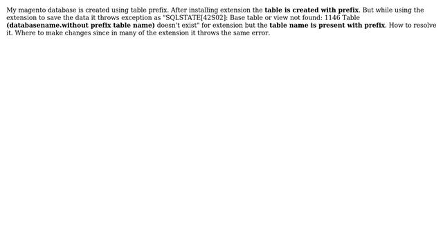 Magento: SQLSTATE[42S02]: Base table or view not found: 1146 Table doesn't exist for extension смотреть онлайн