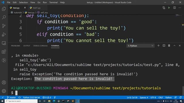 Python Raise keyword tutorial | Raising Exceptions/errors смотреть онлайн
