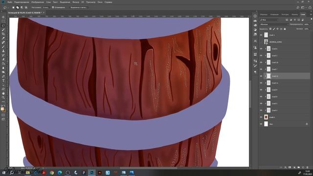 Рисую деревянную бочку в Photoshop. Подробное видео #texture #wood #artist #photoshop смотреть онлайн
