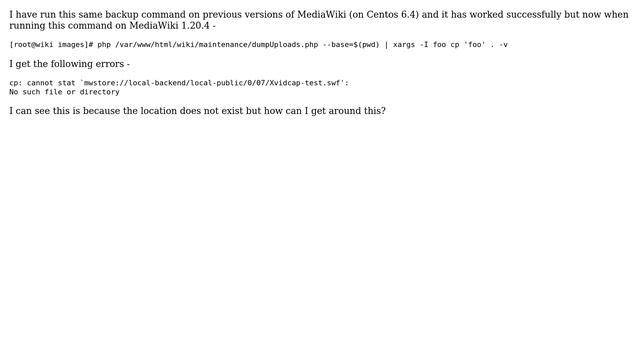 How to backup image files on MediaWiki 1.20.4 using dumpUploads.php? смотреть онлайн