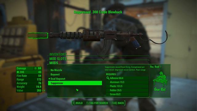Fallout 4 Crude Blowback Gun Mod Showcase смотреть онлайн