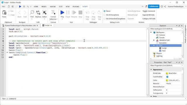 Roblox Studio How to Series: USE TWEENSERVICE TO ROTATE A PART AS SMOOTH AS BUTTER смотреть онлайн