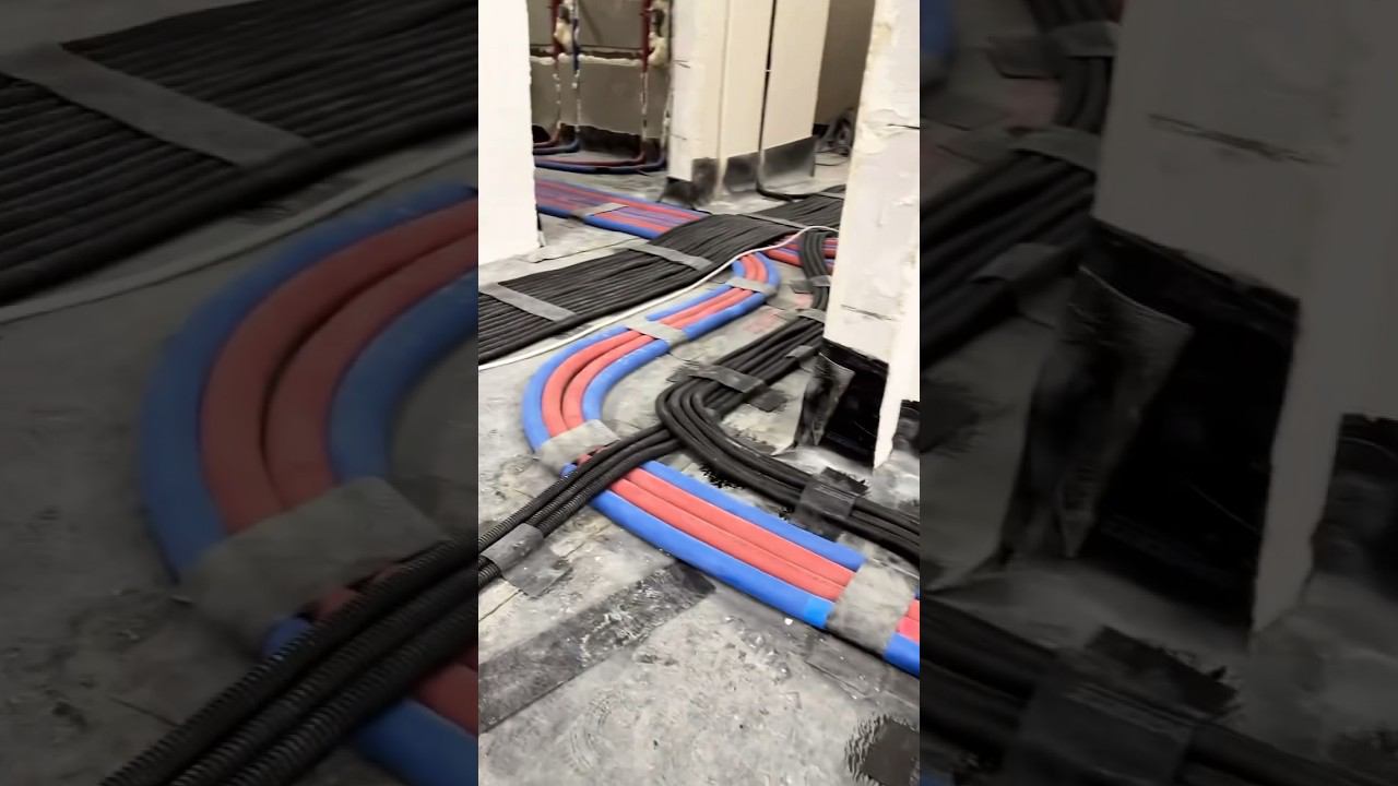 Процесс чернового этапа прокладки электрокабеля по квартире, в зону электрощита смотреть онлайн