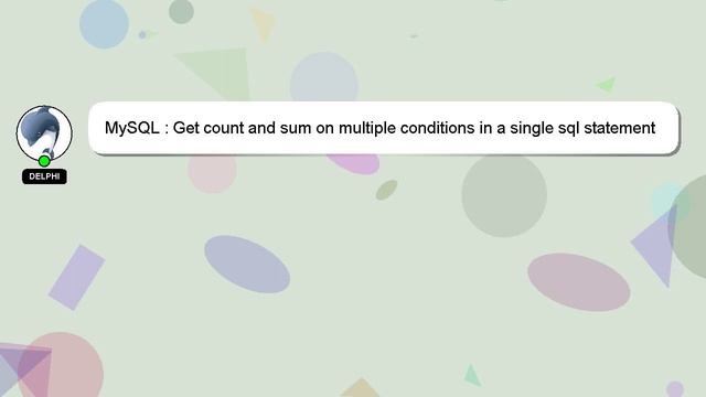 MySQL : Get count and sum on multiple conditions in a single sql statement смотреть онлайн