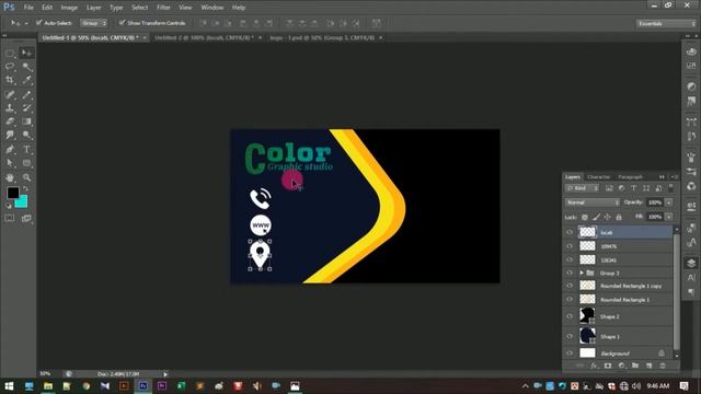 Professional Business Card Design Tutorial-- adobe Photoshop PS-----color graphic studio// 2019 смотреть онлайн