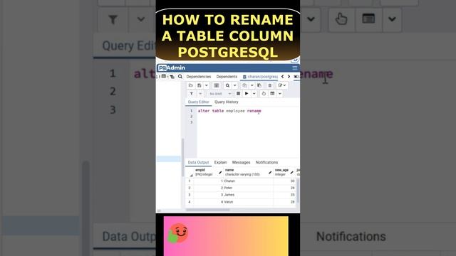 SQL Change Or Rename A Column Name | Postgresql Database смотреть онлайн