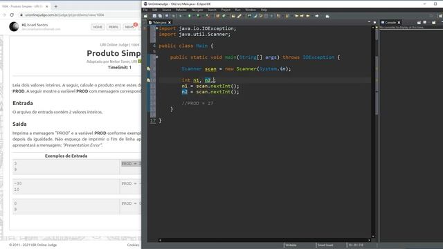 Resolvendo URI 1004 - Java смотреть онлайн