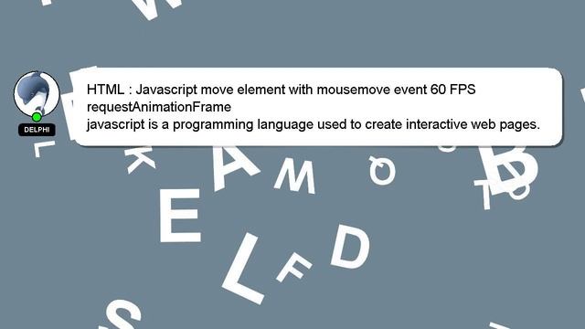 HTML : Javascript move element with mousemove event 60 FPS requestAnimationFrame смотреть онлайн