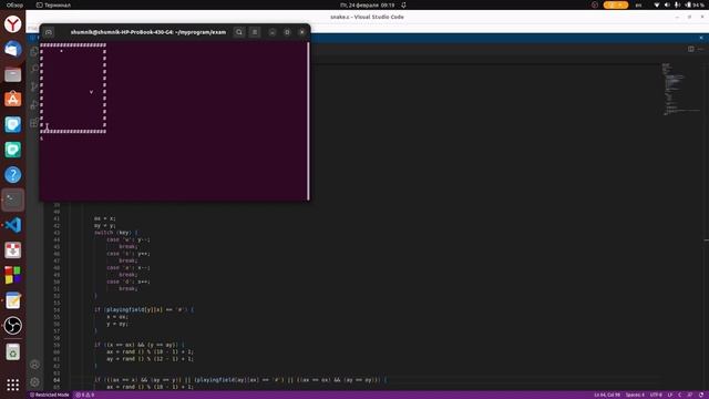 Игра "Змейка" на Си в Linux смотреть онлайн