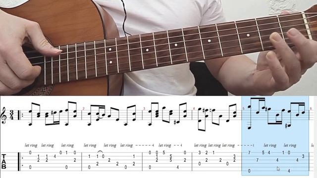 1-ая часть. Полонез Огинского на гитаре. подробный разбор. ВСЕ части, табы и ноты в описании смотреть онлайн