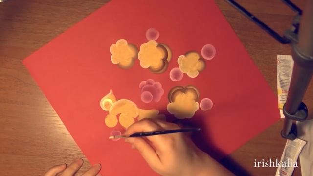 Урало-сибирская роспись, птичка с ягодой, irishkalia смотреть онлайн