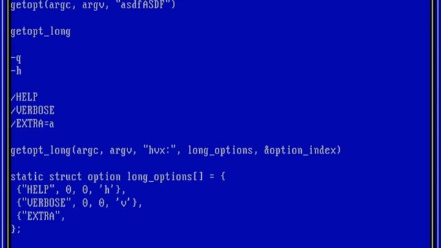 FreeDOS programming - Using getopt_long() смотреть онлайн
