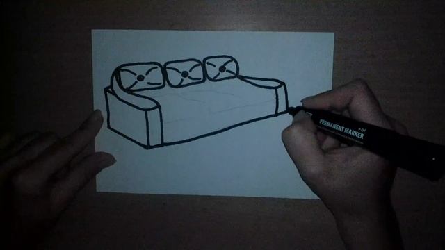 Как нарисовать диван - How to draw a sofa - 如何画一张沙发 смотреть онлайн