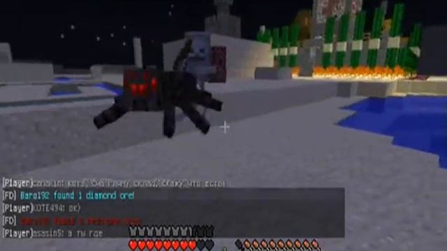 Minecraft. Скелет катается на пауке. смотреть онлайн