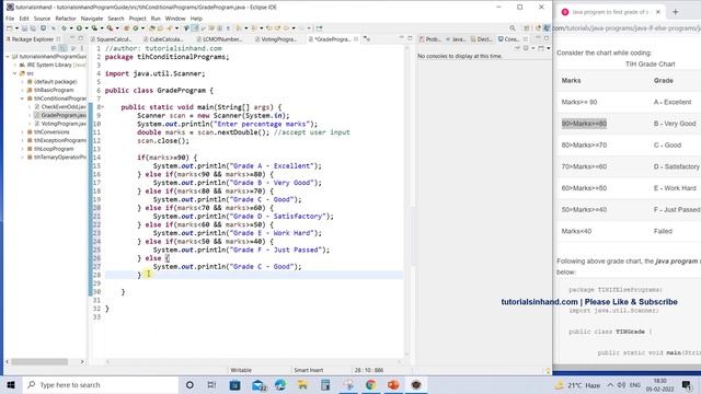 Java program to find grade of a student using if else смотреть онлайн