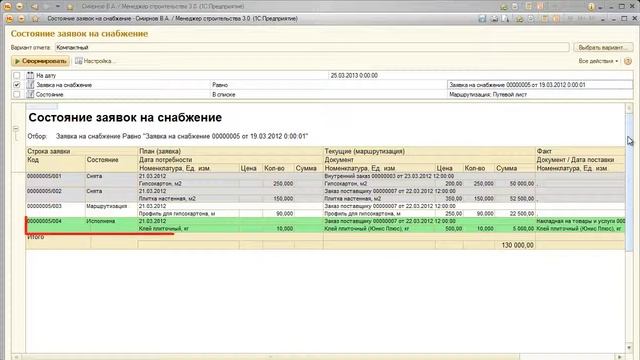 Урок 8.5. Контроль исполнения заявок на снабжение смотреть онлайн