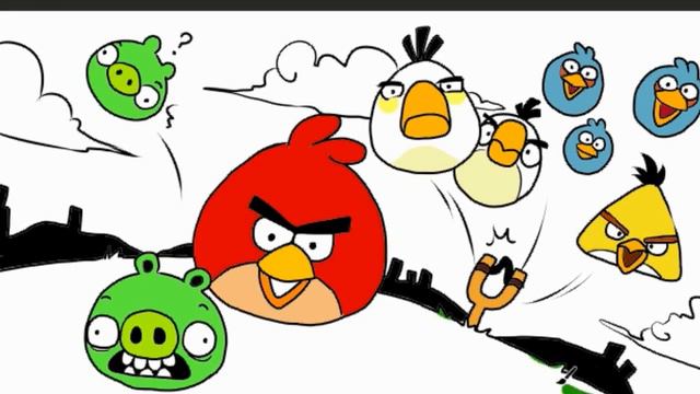 Angry Birds Coloring Book Attack Minion Pigs Coloring Page for Kids #1 смотреть онлайн