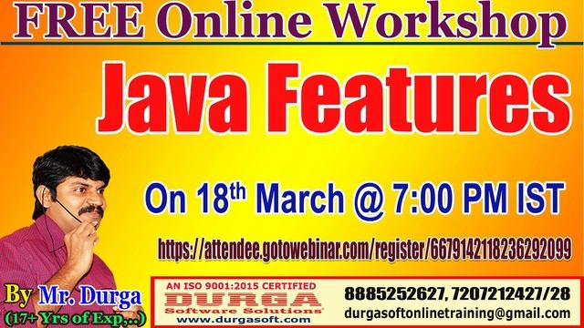 Java Features Free Online Workshop On 18th March @7:00PM IST by Durga sir смотреть онлайн
