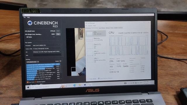 Asus A409F (i5-8265U) Running Cinebench R23 Single Core Test смотреть онлайн