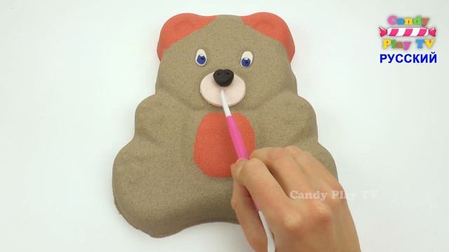 Кинетический песок для детей | Лепим Медведя из Кинетического песка и Play Doh | Учим цвета Плей до смотреть онлайн