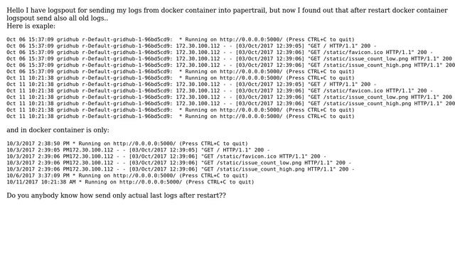 Logspout send old docker logs смотреть онлайн