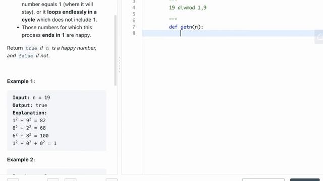 LEETCODE 202 HAPPY NUMBER PYTHON смотреть онлайн