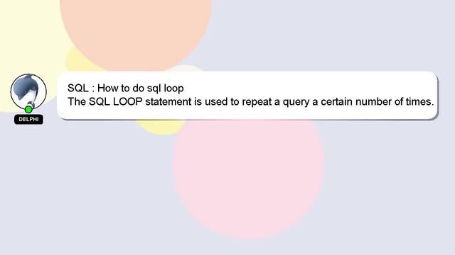 SQL : How to do sql loop смотреть онлайн
