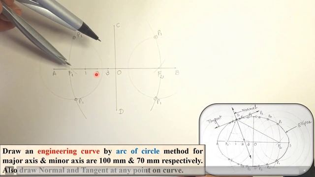 Ellipse by Arc of Circle Method, Engineering curves, Arc of circle, Engineering Graphics #Ellipse смотреть онлайн