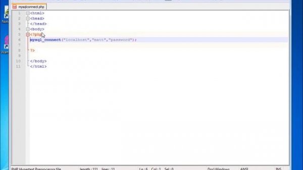 PHP Lesson 32 - Connecting to MySQL From PHP