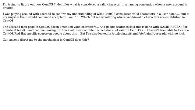 Valid special characters allowed in a CentOS 7 username? смотреть онлайн