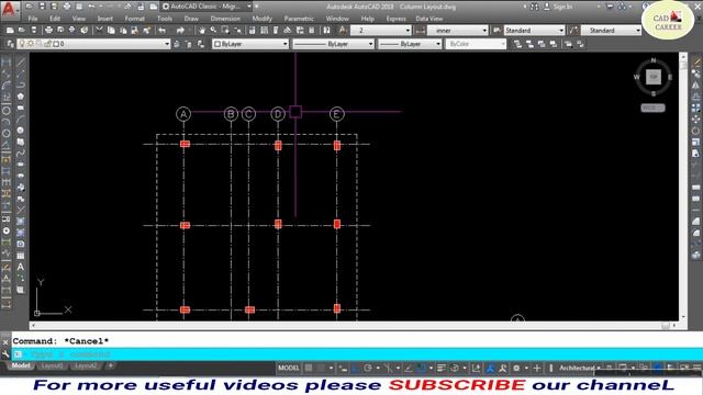 Column Layout Plan in AutoCAD | Column Size 10x15 | Column Layout Center Line Plan | CAD CAREER смотреть онлайн