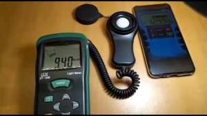 Сравнение замеров света люксметром и программой в смартфоне.